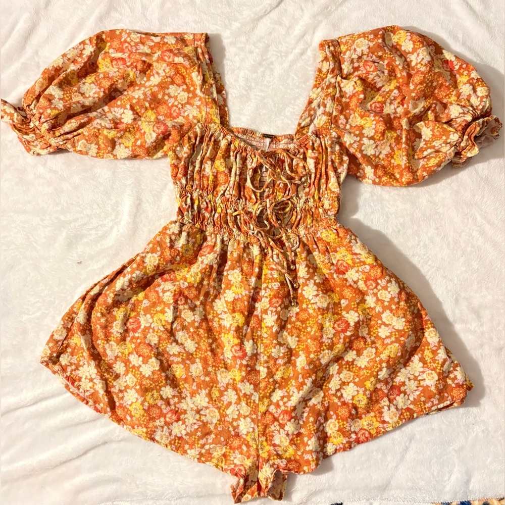 Floral Orange Romper